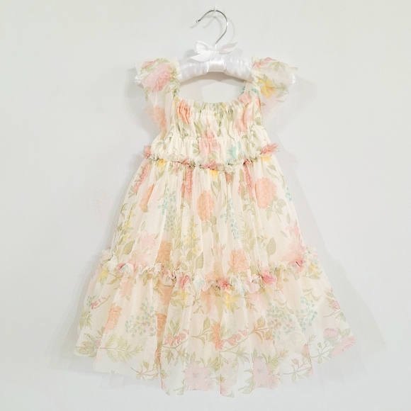 Rachel Zoe Multi Tier Floral Ruched Dress - Girls 5t - Picture 1 of 8